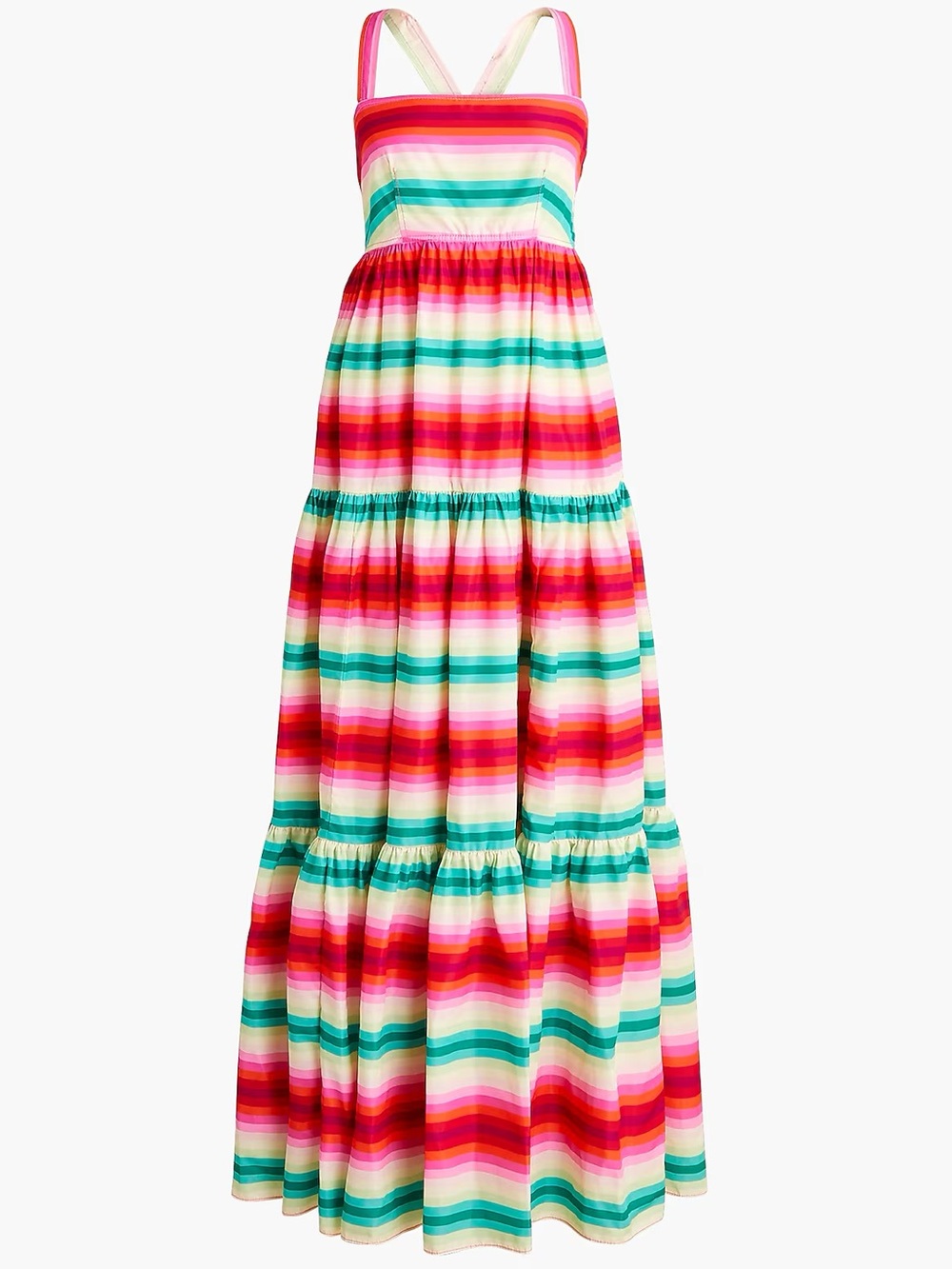 J. Crew Tiered Striped Maxi Dress Size 00 NWT Colorful Rainbow Fiesta Resortwear - Picture 7 of 7